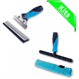 Kit professionnel de lavage vitre avec raclette et mouilleur